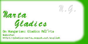 marta gladics business card